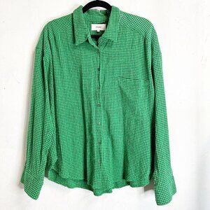 Xirena Pine Sky Jordy Plaid Shirt Button Down Womens Medium Classic Career Green